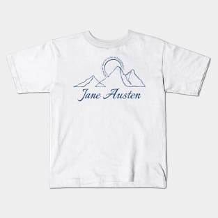 Jane Austen nature blue line art Kids T-Shirt